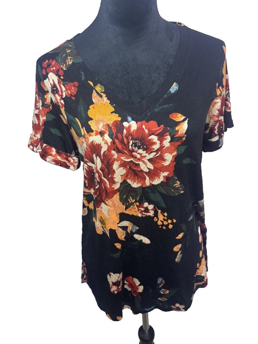 womens top v neck short sleeve t shirt blouse size small oversized longyuan